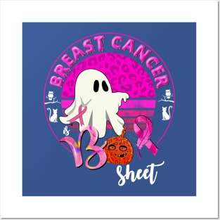 Breast Cancer Is Boo Sheet Pumpkin Ghost Pink Ribbon Posters and Art